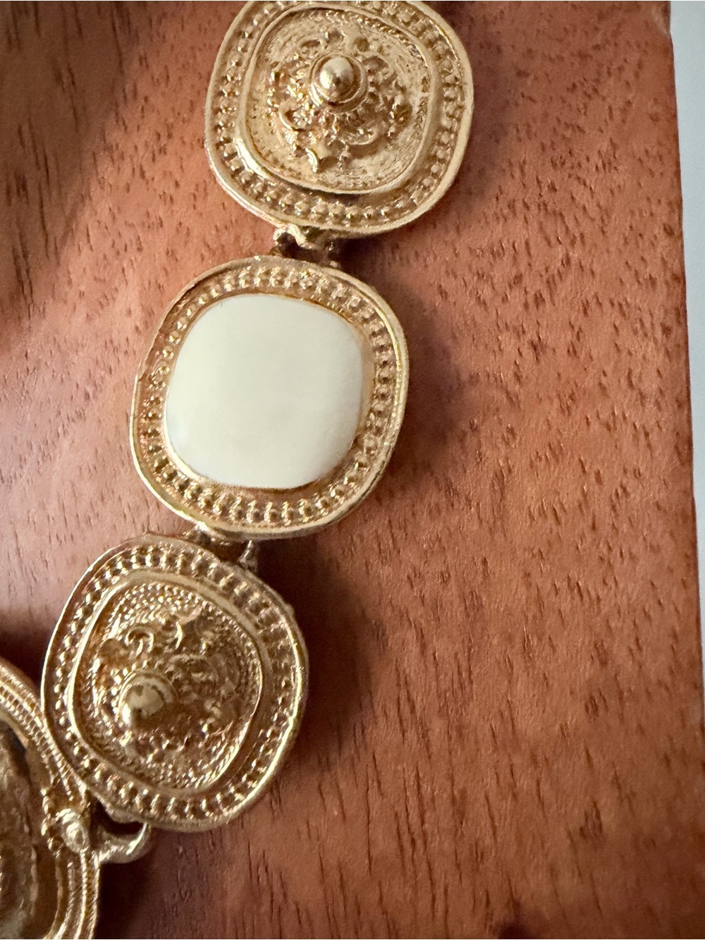 Vintage Gold and Cream Statement Necklace - Elegant Statement Necklace - Picture 4 of 8